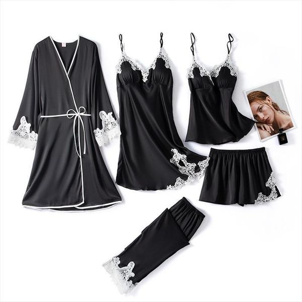 suit robe kimono gown womens sleepwears patchwork lace sleep set nightgown spring summer nightwear wedding bath, Black;red
suit robe kimono gown womens sleepwears patchwork lace sleep set nightgown spring summer nightwear wedding bath, Black;red