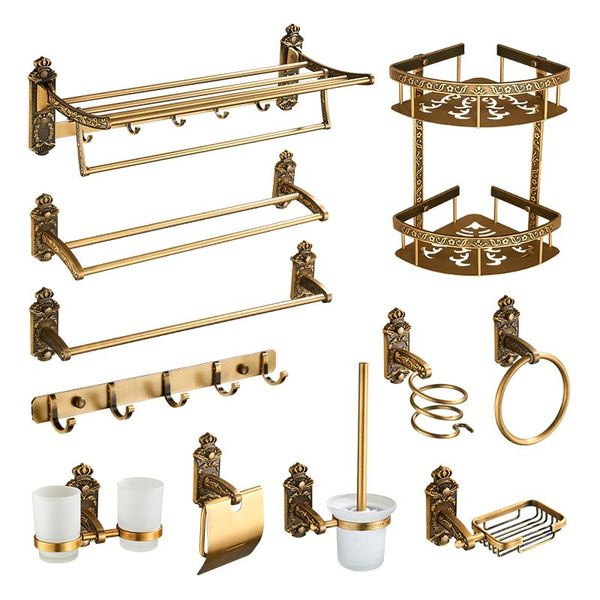 bath accessory set bathroom accessories antique brass shelf, towel ring, paper holder, toilet brush, coat hook, rack, soap dish
bath accessory set bathroom accessories antique brass shelf, towel ring, paper holder, toilet brush, coat hook, rack, soap dish