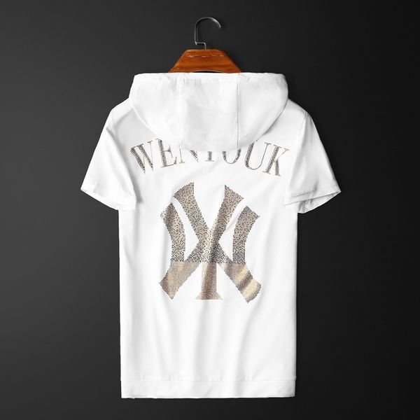 fashion t shirts 2021 summer high end mercerized cotton men's trend hooded short sleeve leisure embroidered, White;black
fashion t shirts 2021 summer high end mercerized cotton men's trend hooded short sleeve leisure embroidered, White;black