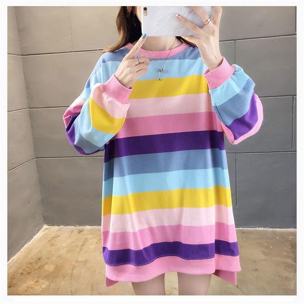 women's hoodies & sweatshirts rainbow striped women casual pullover autumn long sleeve o-neck fleece female plus size streetwear, Black
women's hoodies & sweatshirts rainbow striped women casual pullover autumn long sleeve o-neck fleece female plus size streetwear, Black