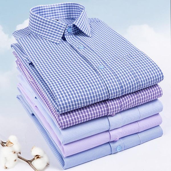 men's casual shirts men long sleeve blue purple plaid stripped turndown collar dress shirt with pocket on left chest, White;black
men's casual shirts men long sleeve blue purple plaid stripped turndown collar dress shirt with pocket on left chest, White;black