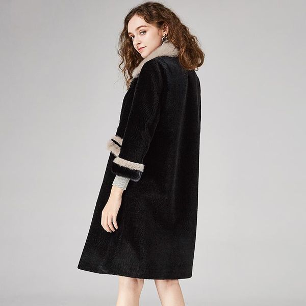 women's fur & faux genuine coata women autumn winter warm thick sheep shearing jacket mink collar vf331181 mf588, Black
women's fur & faux genuine coata women autumn winter warm thick sheep shearing jacket mink collar vf331181 mf588, Black