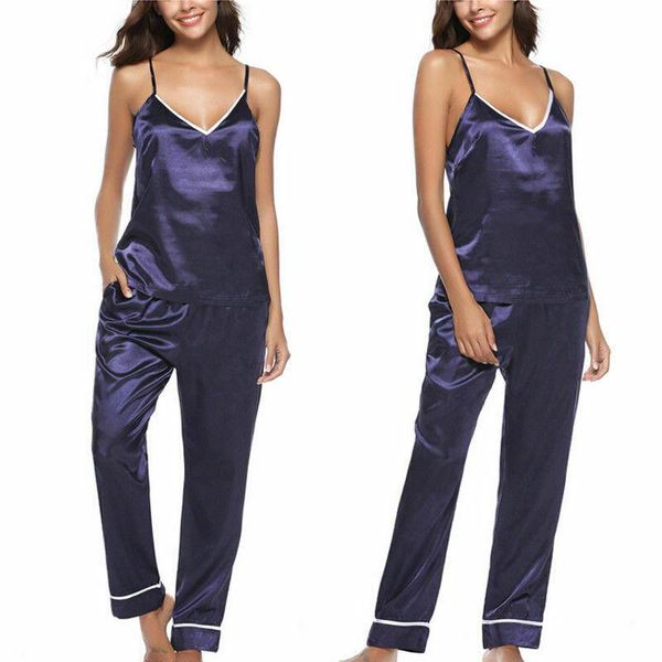 summer women ladies silk soft satin pajamas set sleeveless pant sleepwear nightwear women's tracksuits, Gray
summer women ladies silk soft satin pajamas set sleeveless pant sleepwear nightwear women's tracksuits, Gray