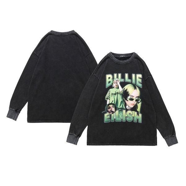 men's street fashion brand wash used direct jet printing round neck pullover loose long sleeve sweater, Black
men's street fashion brand wash used direct jet printing round neck pullover loose long sleeve sweater, Black