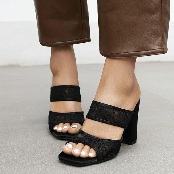 lace women high heels sandals fashion slip on open toe summer slippers square heel party dress shoes black beige
lace women high heels sandals fashion slip on open toe summer slippers square heel party dress shoes black beige