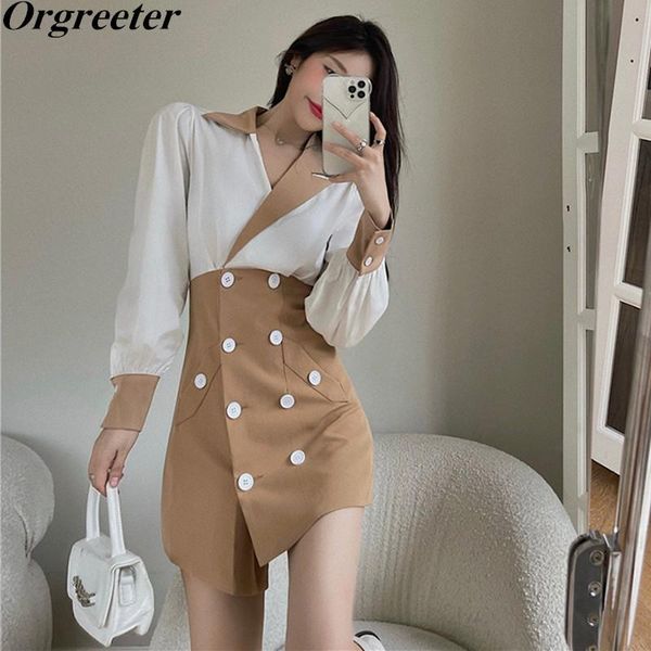 casual dresses autumn fake two-piece blazer women fashion color matching long sleeve double breasted bodycon mini irregular dress, Black;gray
casual dresses autumn fake two-piece blazer women fashion color matching long sleeve double breasted bodycon mini irregular dress, Black;gray