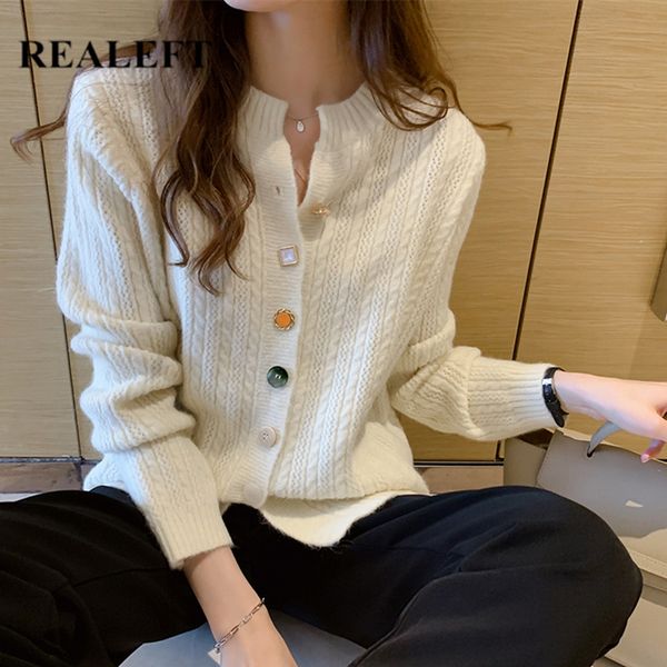 autumn winter v-neck button women's cardigan sweater long sleeve single breasted loose knitted outwear 210428, White
autumn winter v-neck button women's cardigan sweater long sleeve single breasted loose knitted outwear 210428, White