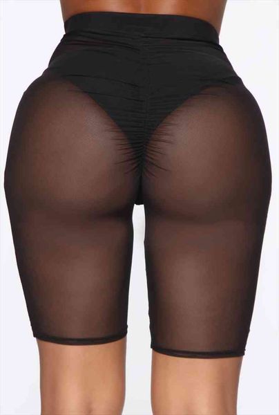 women swim bikini cover up shorts casual slim transparent beach wear high waist shorts trousers swimwear, White;black
women swim bikini cover up shorts casual slim transparent beach wear high waist shorts trousers swimwear, White;black