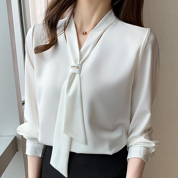 women's blouses & shirts long sleeve white blouse bow v-neck chiffon shirt women blusas mujer de moda 2021 6906 
women's blouses & shirts long sleeve white blouse bow v-neck chiffon shirt women blusas mujer de moda 2021 6906