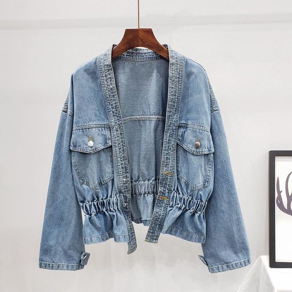 women's jackets fashion loose short jeans jacket women outerwear autumn vintage wash v neck long sleeve elastic waist denim coat female, Black;brown
women's jackets fashion loose short jeans jacket women outerwear autumn vintage wash v neck long sleeve elastic waist denim coat female, Black;brown