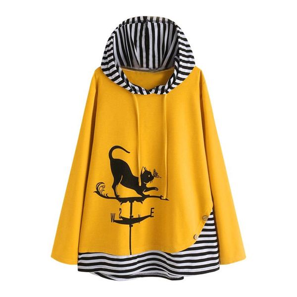 women's hoodies & sweatshirts autumn women warm cartoon cat print hooded striped patchwork long sleeve homewear ladies comfy #g2, Black
women's hoodies & sweatshirts autumn women warm cartoon cat print hooded striped patchwork long sleeve homewear ladies comfy #g2, Black