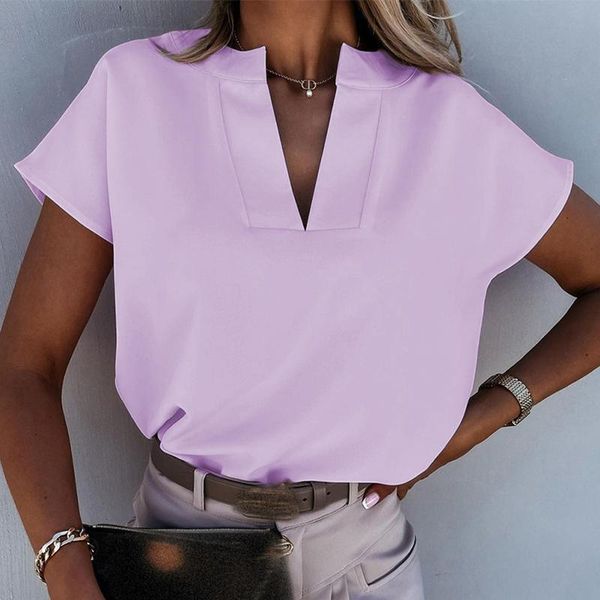 women's blouses & shirts summer v neck short sleeve shirt casual solid women harajuku pullover blusas streetwear elegant office lady s, White
women's blouses & shirts summer v neck short sleeve shirt casual solid women harajuku pullover blusas streetwear elegant office lady s, White