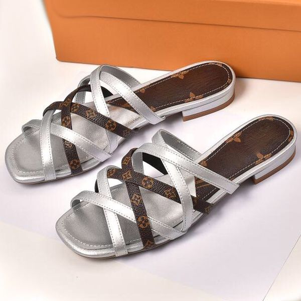 slippers sandals designer women's collage leather strap low heel casual comfort fashion summer shoes, Black