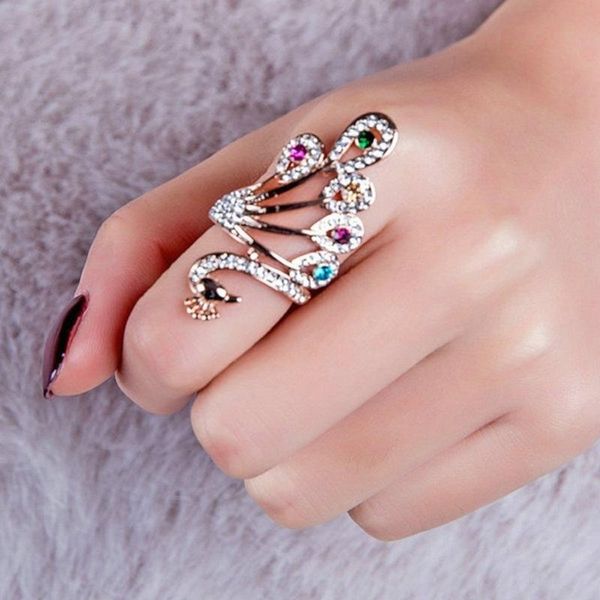 cluster rings crystal peacock ring for women creative flower design princess zircon party fashion european jewelry accessories, Golden;silver
cluster rings crystal peacock ring for women creative flower design princess zircon party fashion european jewelry accessories, Golden;silver