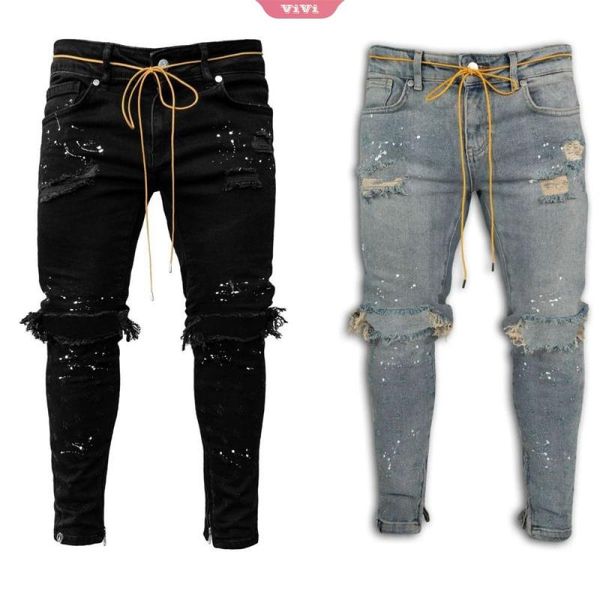 men's jeans ripped skinny slim fit feet casual pants streetwear 2021 denim men, Blue
men's jeans ripped skinny slim fit feet casual pants streetwear 2021 denim men, Blue