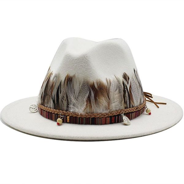 wide brim hats hat male fedora for women feather belt white luxury fashion party performance caps autumn winter, Blue;gray
wide brim hats hat male fedora for women feather belt white luxury fashion party performance caps autumn winter, Blue;gray