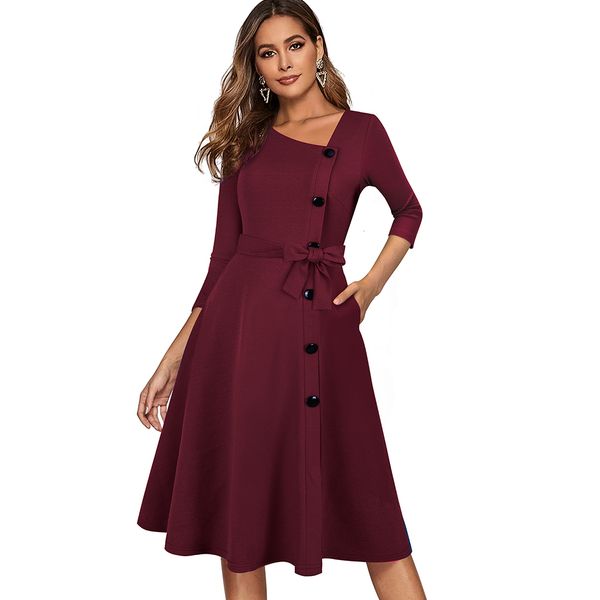 2021nice-forever spring solid color with button retro elegant dresses party flare swing women dress a241, Black;gray
2021nice-forever spring solid color with button retro elegant dresses party flare swing women dress a241, Black;gray