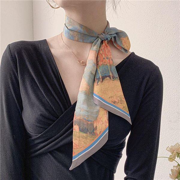 scarves 2021 satin print small scarf women riband handle bags narrow long wrist ribbon fashion hair band wraps, Blue;gray
scarves 2021 satin print small scarf women riband handle bags narrow long wrist ribbon fashion hair band wraps, Blue;gray