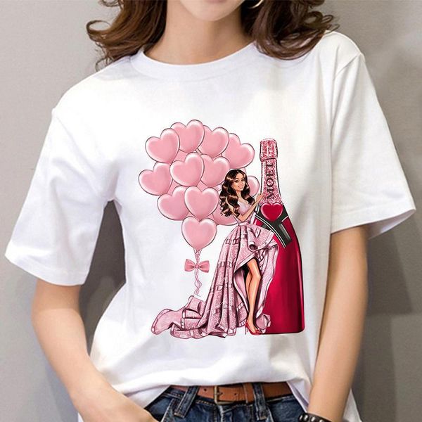 women's t-shirt 2021 summer ladies cute fashion champagne print casual harajuku, White
women's t-shirt 2021 summer ladies cute fashion champagne print casual harajuku, White