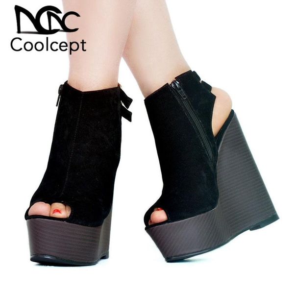 coolcept women plus size 35-47 summer sandals peep toe zipper platform shoes thick bottom club footwear ladies, Black
coolcept women plus size 35-47 summer sandals peep toe zipper platform shoes thick bottom club footwear ladies, Black