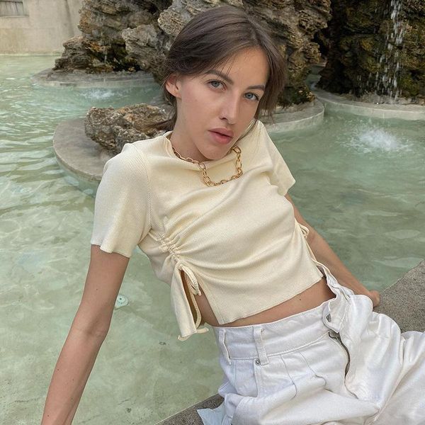o-neck solid drawstring women tee shirts summer causal chic streetwear crop tees female cwt0550-5 women's t-shirt, White
o-neck solid drawstring women tee shirts summer causal chic streetwear crop tees female cwt0550-5 women's t-shirt, White