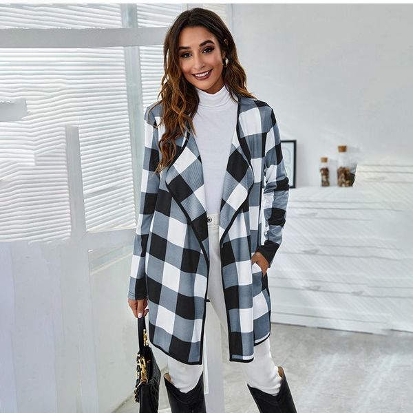 women's jackets autumn winter women casual jacket coat 2021 fashion loose vintage white plaid long sleeve outerwear elegant woman, Black;brown
women's jackets autumn winter women casual jacket coat 2021 fashion loose vintage white plaid long sleeve outerwear elegant woman, Black;brown