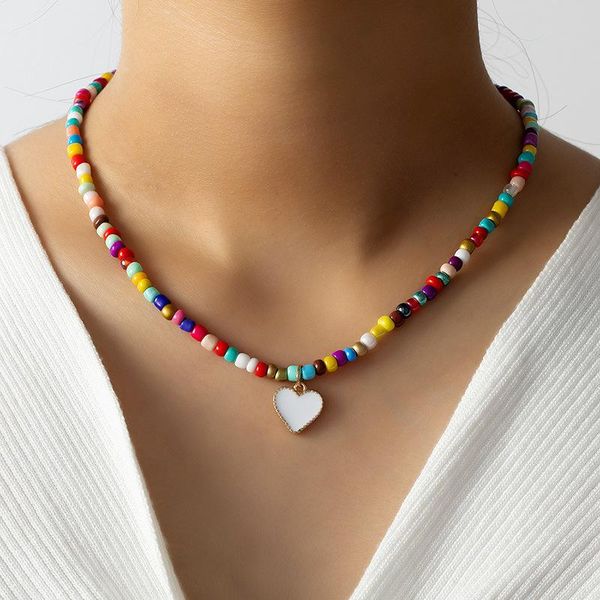 chains fashion white heart pendant colorful bead chain necklace for women vintage resin choker necklaces jewelry gift, Silver
chains fashion white heart pendant colorful bead chain necklace for women vintage resin choker necklaces jewelry gift, Silver