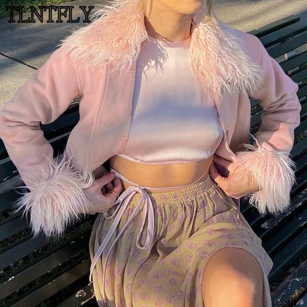women's wool & blends tlntfly tweed of and mixtures winter woollen coats pink sweet furry collar short jacket slim plush clothes, Black
women's wool & blends tlntfly tweed of and mixtures winter woollen coats pink sweet furry collar short jacket slim plush clothes, Black