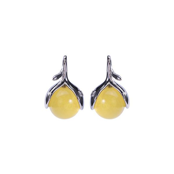 stud s925 sterling silver natural amber beeswax earrings small and simple bean sprouts women, Golden;silver
stud s925 sterling silver natural amber beeswax earrings small and simple bean sprouts women, Golden;silver