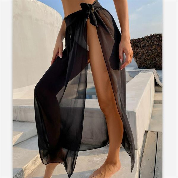 women chiffon beach cover ups summer ladies see through vacation wrap skirts bikini lace-up swimsuit beachwear women's swimwear, White;black
women chiffon beach cover ups summer ladies see through vacation wrap skirts bikini lace-up swimsuit beachwear women's swimwear, White;black