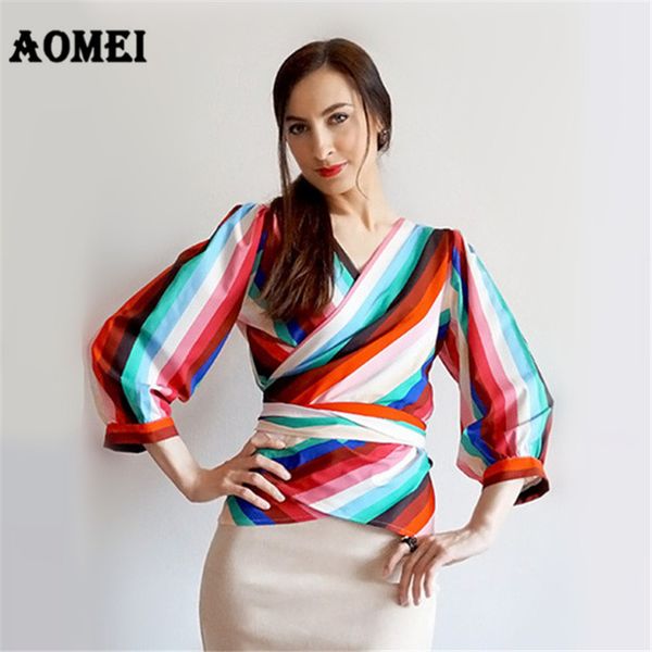 rainbow striped blouse shirts for women peplum v neck summer beachwear fashion bowties waist belt spring blusa purple 3xl 210416, Blue
rainbow striped blouse shirts for women peplum v neck summer beachwear fashion bowties waist belt spring blusa purple 3xl 210416, Blue