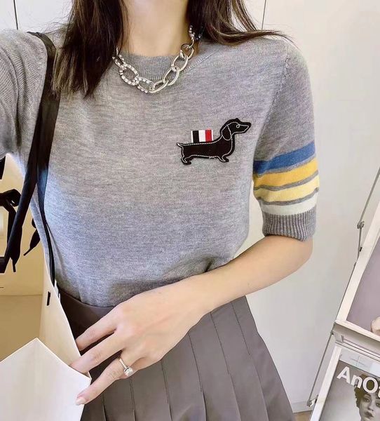 318 2021 spring summer brand same style sweaters pullover regular short sleeve crew neck embroidery white gray black women clothes sc, White;black
318 2021 spring summer brand same style sweaters pullover regular short sleeve crew neck embroidery white gray black women clothes sc, White;black