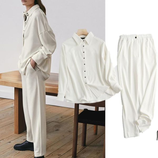 women's two piece pants 2021 fashion vintage casual blouse women blusas mujer de moda shirt and trousers pieces sets, White
women's two piece pants 2021 fashion vintage casual blouse women blusas mujer de moda shirt and trousers pieces sets, White