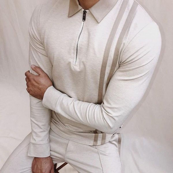 men's polos mens fashion stripe long sleeve shirts casual turn-down collar zipper slim shirt for men 2021 autumn streetwear, White;black
men's polos mens fashion stripe long sleeve shirts casual turn-down collar zipper slim shirt for men 2021 autumn streetwear, White;black