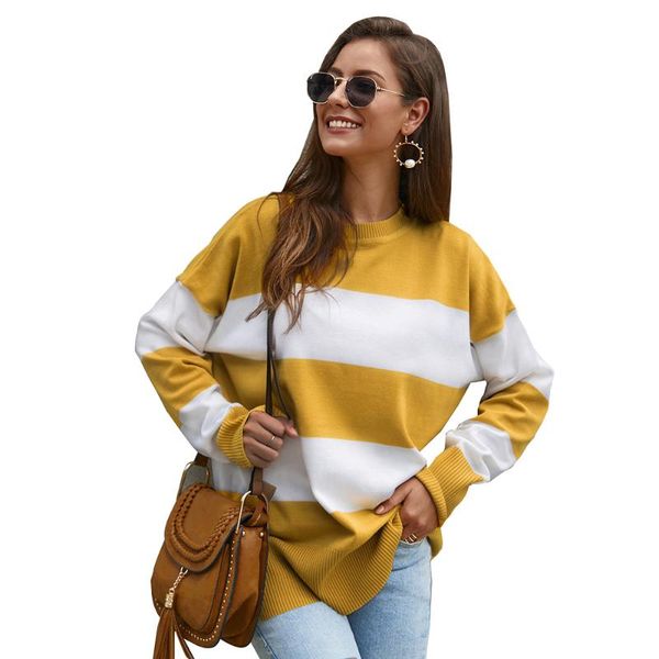 women's sweaters autumn winter women sweatshirts long sleeves and round neck stripe color matching fashion femal sweater, White;black
women's sweaters autumn winter women sweatshirts long sleeves and round neck stripe color matching fashion femal sweater, White;black