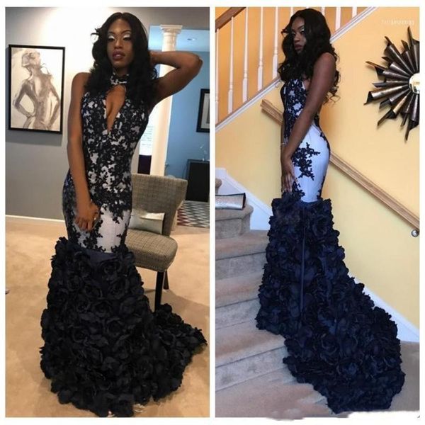 high neck elegant african black prom dresses lace appliques hand made flowers mermaid evening gowns formal party dresses1, White;black
high neck elegant african black prom dresses lace appliques hand made flowers mermaid evening gowns formal party dresses1, White;black