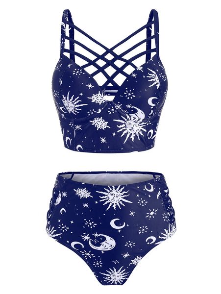 2021wipalo women cute sun star moon lattice high waisted tankini swimsuit ladies two pieces bathing suit casual summer beach wear, White;black
2021wipalo women cute sun star moon lattice high waisted tankini swimsuit ladies two pieces bathing suit casual summer beach wear, White;black