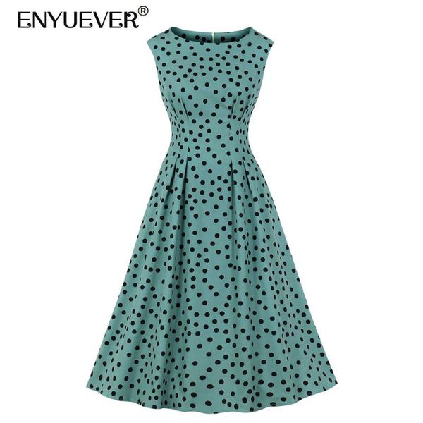 enyuever polka dot dress women clothes sleeveless midi swing robe pin up elegant vintage dresses 50s 60s retro party vestidos casual, Black;gray
enyuever polka dot dress women clothes sleeveless midi swing robe pin up elegant vintage dresses 50s 60s retro party vestidos casual, Black;gray