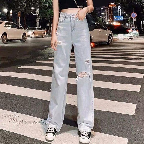 women's jeans high waist student's with holes for 2021 summer fashion versatile straight pants loose wide leg floor, Blue
women's jeans high waist student's with holes for 2021 summer fashion versatile straight pants loose wide leg floor, Blue