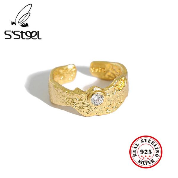 s'steel zircon rings 925 sterling silver for women korean irregular designer gold ring adjustable joyas de plata fine jewelry cluster, Golden;silver
s'steel zircon rings 925 sterling silver for women korean irregular designer gold ring adjustable joyas de plata fine jewelry cluster, Golden;silver