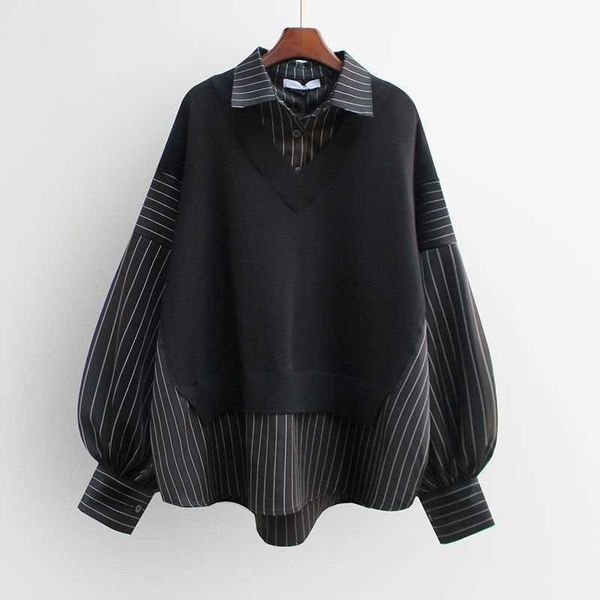 autumn korea fashion women long sleeve loose shirts patchwork fake two piece stripe casual blouses big size m688 210608, White
autumn korea fashion women long sleeve loose shirts patchwork fake two piece stripe casual blouses big size m688 210608, White