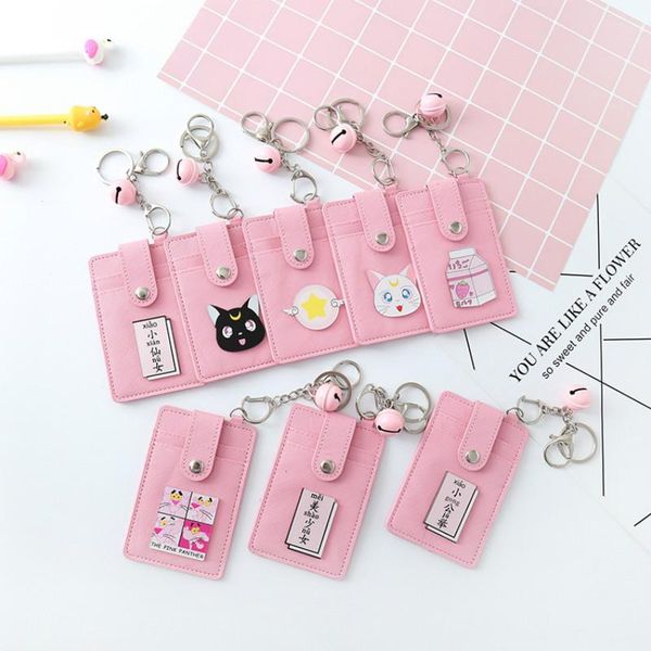 card holders pink pu leather case for women students girls badge id protection cover cute cat key chain business holder, Brown;gray
card holders pink pu leather case for women students girls badge id protection cover cute cat key chain business holder, Brown;gray