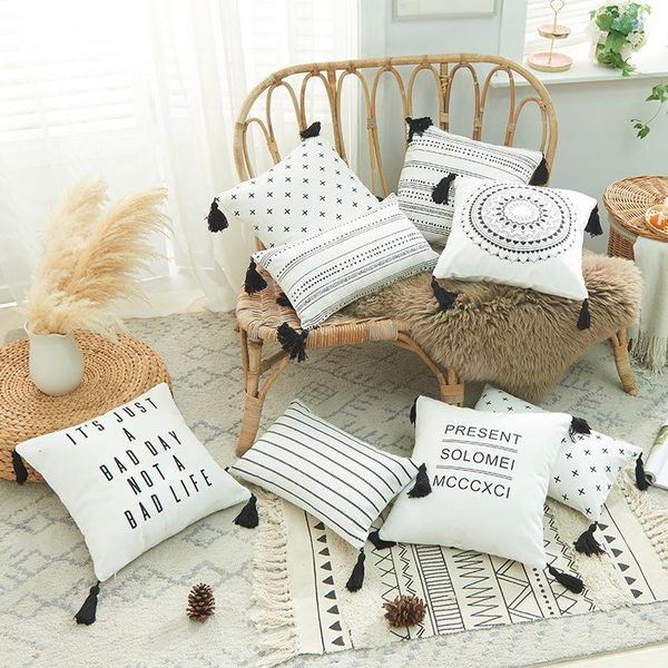 cushion/decorative pillow boho cushion cover tassel 30x50/45x45cm nordic black and white canvas waist pillowcase living room sofa decoration
cushion/decorative pillow boho cushion cover tassel 30x50/45x45cm nordic black and white canvas waist pillowcase living room sofa decoration