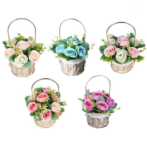metal flower basket with handle artificial flowers bouquet fake rose for home el wedding decoration1
metal flower basket with handle artificial flowers bouquet fake rose for home el wedding decoration1