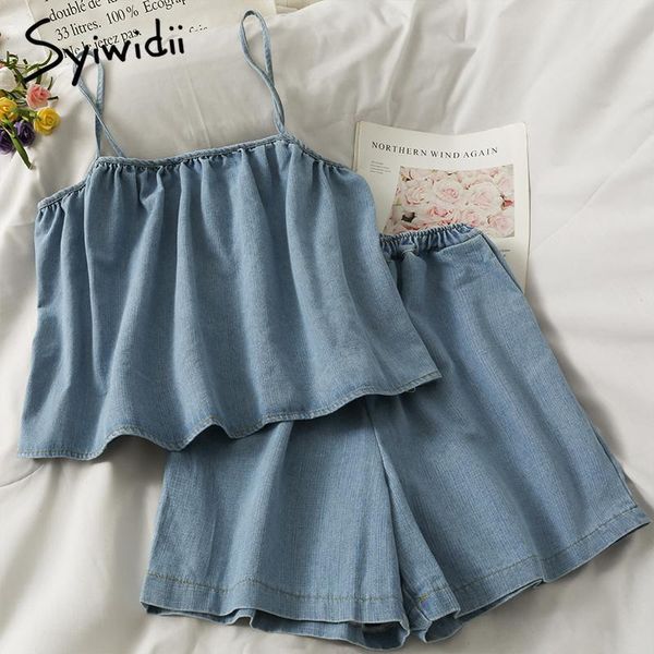 women's tracksuits syiwidii 2 pieces denim sets women summer 2021 elastic high waist shorts and starpless short camis tank light/dark, Gray
women's tracksuits syiwidii 2 pieces denim sets women summer 2021 elastic high waist shorts and starpless short camis tank light/dark, Gray