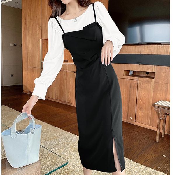 casual dresses vintage korean two piece dress 2021 summer autumn sleeveless long sundress women spaghetti strap split vestidos, Black;gray
casual dresses vintage korean two piece dress 2021 summer autumn sleeveless long sundress women spaghetti strap split vestidos, Black;gray