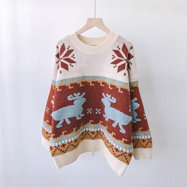 h.sa women and pullovers loose style deer knitwear oversized thick retro vintage korean sweater jumpers 210417, White;black
h.sa women and pullovers loose style deer knitwear oversized thick retro vintage korean sweater jumpers 210417, White;black