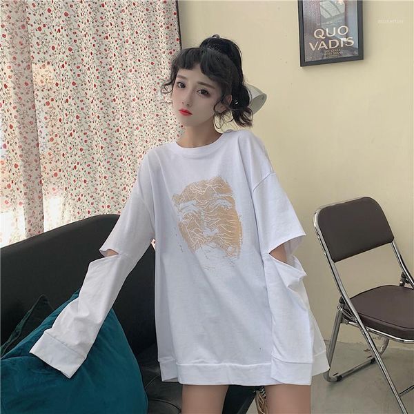 women's t-shirt loose hollow out long sleeve fashion brand korean style print t-shirts spring autumn harajuku roupas clothing, White
women's t-shirt loose hollow out long sleeve fashion brand korean style print t-shirts spring autumn harajuku roupas clothing, White