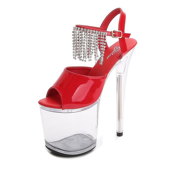 dress shoes 34-45 big size pvc summer women 20cm high heels transparent crystal platform ankle buckle ladies sandals simple party pumps, Black
dress shoes 34-45 big size pvc summer women 20cm high heels transparent crystal platform ankle buckle ladies sandals simple party pumps, Black
