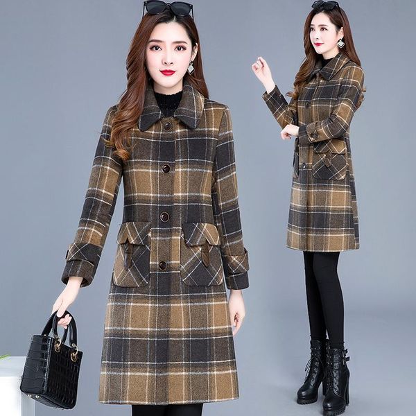 women's wool & blends moeroshe winter women plaid windbreaker woolen split joint elegant causal middle houndstooth female long coat fls, Black
women's wool & blends moeroshe winter women plaid windbreaker woolen split joint elegant causal middle houndstooth female long coat fls, Black